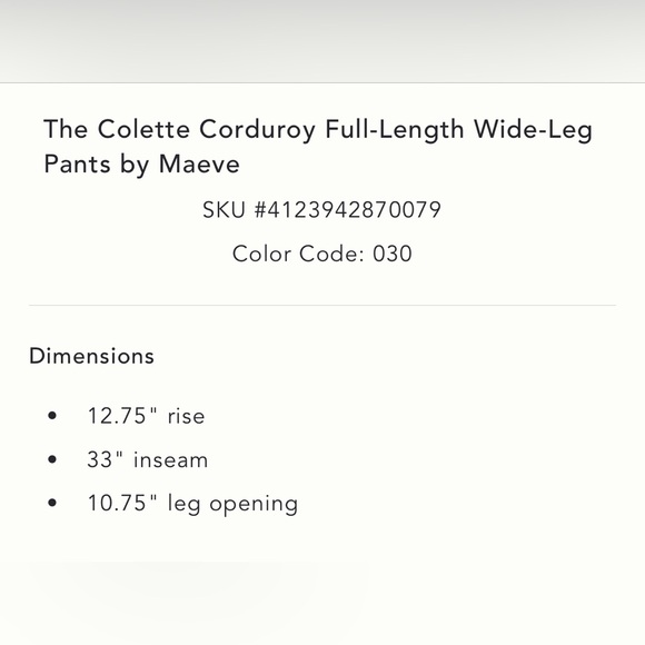 NWT Anthropologie The Colette Maeve Corduroy Wide-Leg Pants in Black 30 Tall - Picture 10 of 11